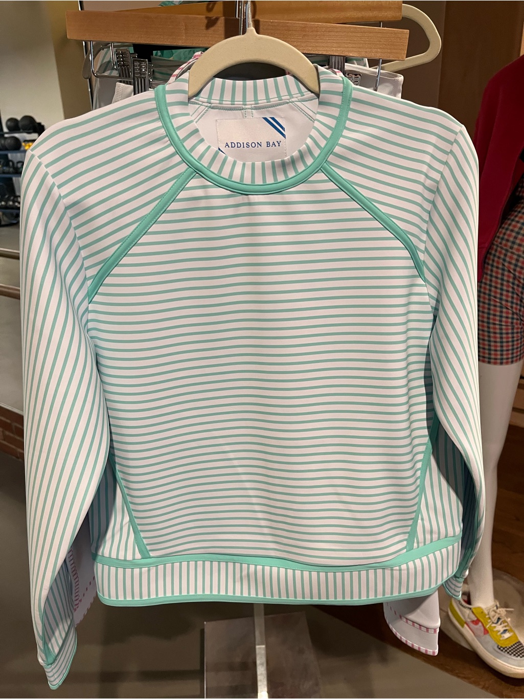 Nwt Addison Bay Women's Bainbridge Jelly Mint Green And White Strip Pullover